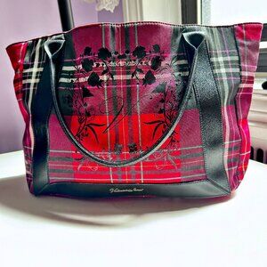 New Victoria’s Secret VS Black Red Plaid Travel Tote Bag